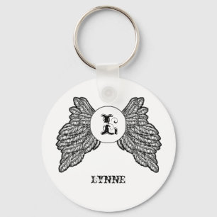 Personalised Monogrammed Angel Wings Key Ring