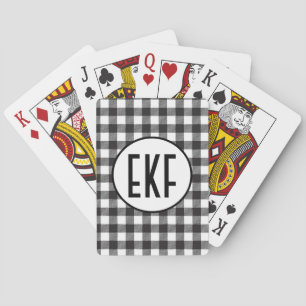 Personalised Monogrammed Black and White Plaid Playing Cards