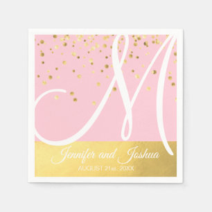 Personalised Monogrammed Blush Pink Gold Wedding Napkin