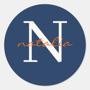 personalised monogrammed classic round sticker