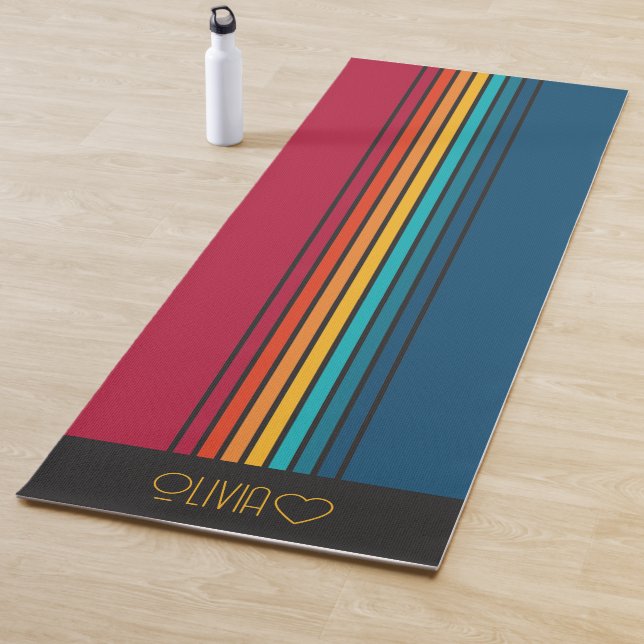 Personalised Monogrammed Colourful Striped  Yoga Mat (In Situ)