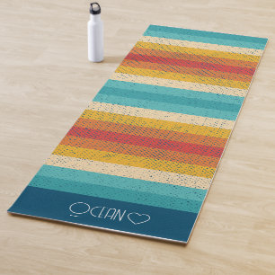 Personalised Monogrammed Colourful Striped  Yoga Mat
