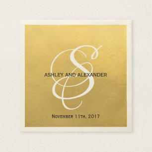 Personalised Monogrammed Custom Gold Foil Wedding Napkin