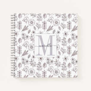 Personalised Monogrammed Floral Pattern Notebook