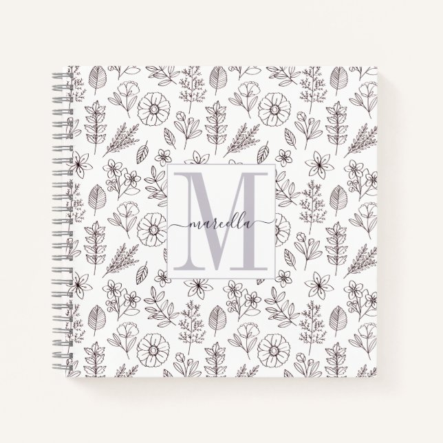 Personalised Monogrammed Floral Pattern Notebook (Front)