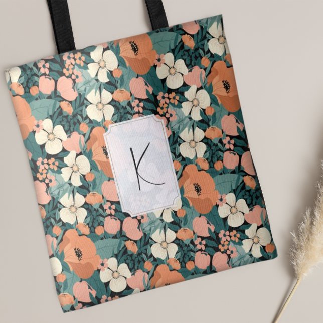Personalised Monogrammed Floral Tote Bag (Creator Uploaded)