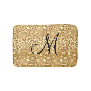 Personalised Monogrammed Gold Glitter Leopard Skin Bath Mat