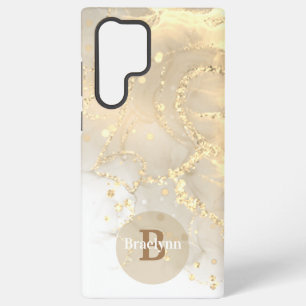 Personalised Monogrammed Gold Marble Glitter Samsung Galaxy Case