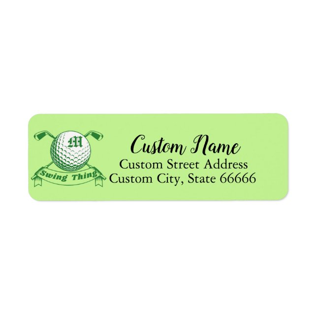 Personalised Monogrammed Golf Return Address Label (Front)