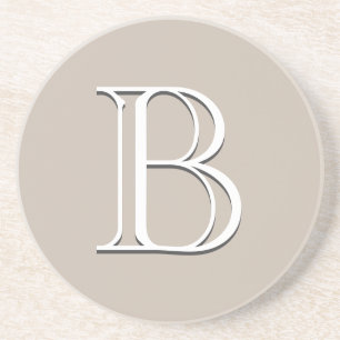 Personalised Monogrammed Initial Neutral Tan Coaster