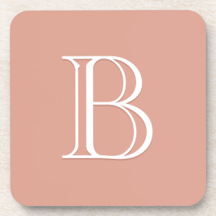 Personalised Monogrammed Initial Pink & White Coaster