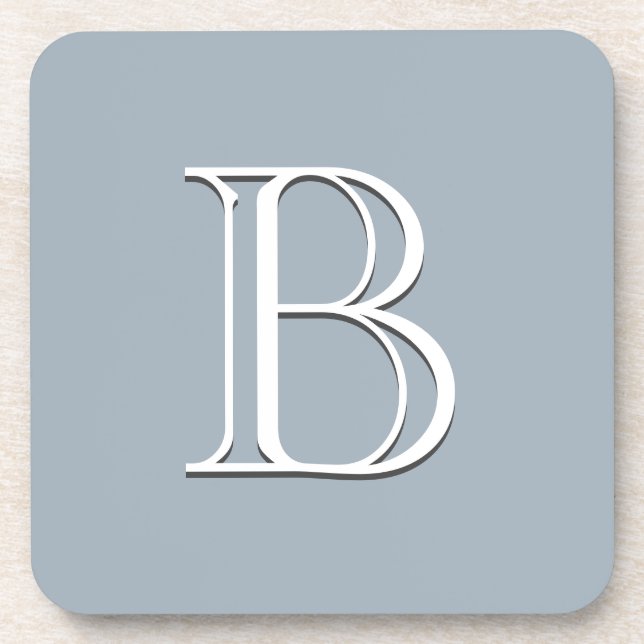 Personalised Monogrammed Initial Soft Blue & White Coaster (Front)