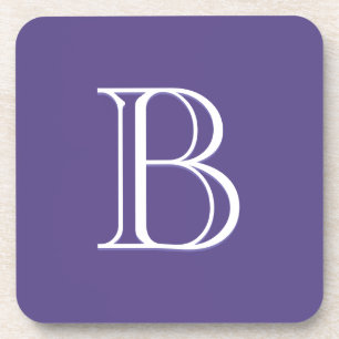 Personalised Monogrammed Letter Initial Purple Coaster