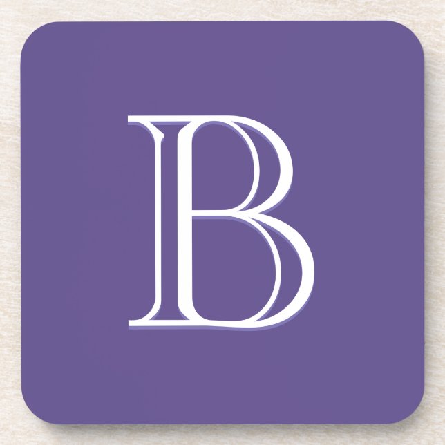 Personalised Monogrammed Letter Initial Purple Coaster (Front)