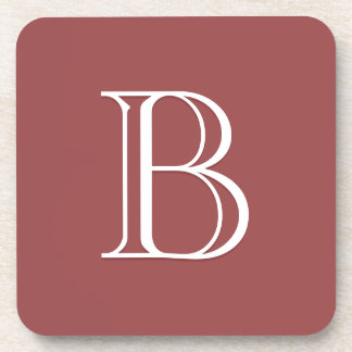 Personalised Monogrammed Letter Initial Square Red Coaster