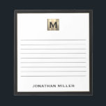 Personalised Monogrammed Lined Notepad<br><div class="desc">Keep your notes organised and stylish with this personalised lined notepad featuring a sleek black and gold initial monogram. With plenty of lined pages, this notepad is perfect for jotting down ideas, taking notes, or making to-do lists. The classic block typography and black trim give it a professional and sophisticated...</div>