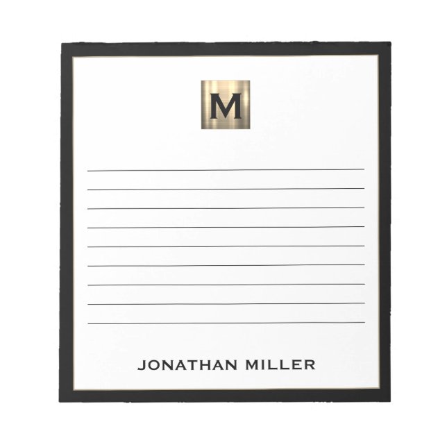 Personalised Monogrammed Lined Notepad (Front)
