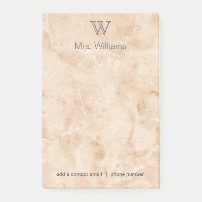 Personalised Monogrammed Marble Post-it Notes (Front)