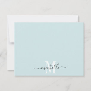 Personalised Monogrammed Pastel Blue White Script Card