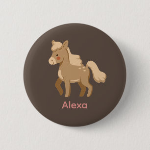 Personalised Monogrammed Pony Horse Girl 6 Cm Round Badge
