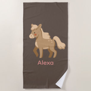 Personalised Monogrammed Pony Horse Girl  Beach Towel