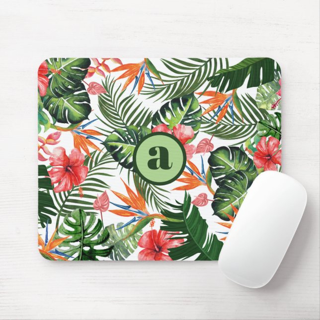 Personalised Monogrammed Tropical Pattern  Mouse Pad (With Mouse)