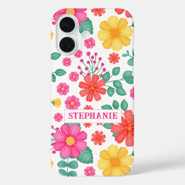 Personalised Monogrammed Wildflower Floral Cute Case-Mate iPhone Case (Back)