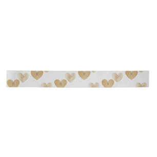 Personalised Monograms, Double the Golden Hearts Satin Ribbon