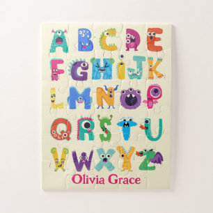 Personalised Monster ABC Silly Alphabet Monsters Jigsaw Puzzle