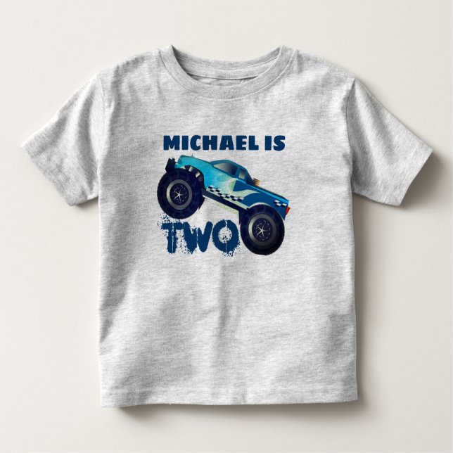 Personalised  Monster Truck 2nd Birthday Toddler T-Shirt (Front)