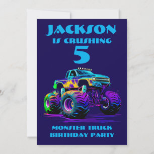 Personalised Monster Truck Birthday Invitation 