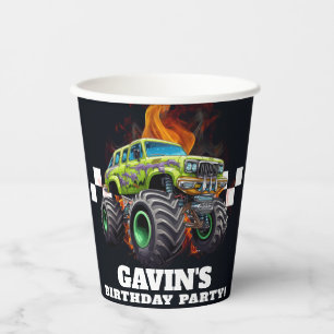 Personalised Monster Truck Birthday Party Paper Cups