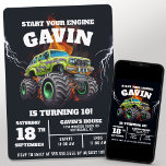 Personalised Monster Truck Editable Birthday Party Invitation<br><div class="desc">Start your engines and get ready to celebrate with this Personalised Monster Truck Editable Birthday Party Invitation! Designed for little thrill-seekers, this high-energy invitation features bold monster truck graphics, vibrant colours, and a layout that’s perfect for announcing your child’s big day. Whether you're throwing a backyard bash or a full-blown...</div>