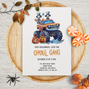 Personalised Monster Truck Halloween Party Invitation