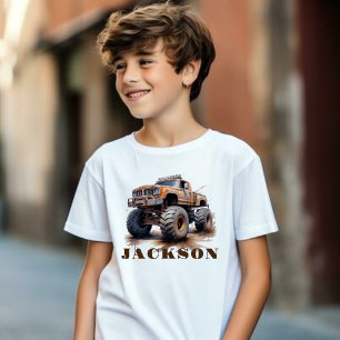 Personalised Monster Truck Name T-Shirt For Kids 