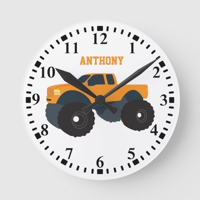 Personalised Monster Truck Vehicle Round Clock (Front)