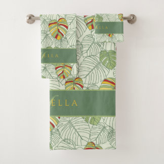 Personalised Monstera Leaves Jungle Towel Set