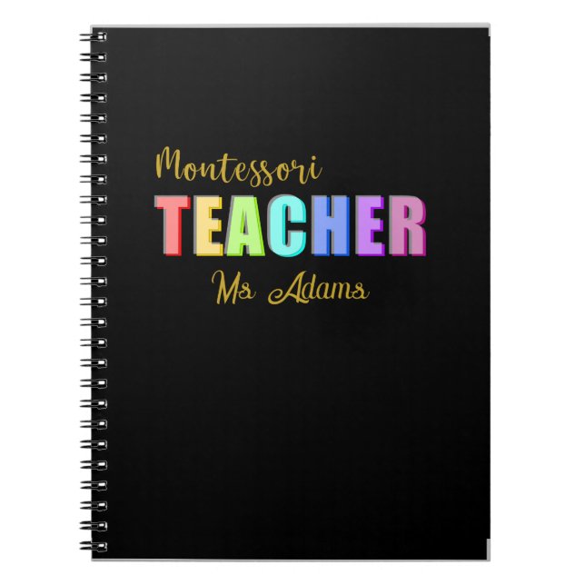 Personalised  Montessori teacher Custom Name Notebook (Front)