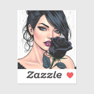 Personalised Moody Gothic Woman with Rose  