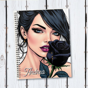Personalised Moody Gothic Woman with Rose   Planner