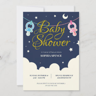 Personalised Moon And Stars Baby Shower Invitation