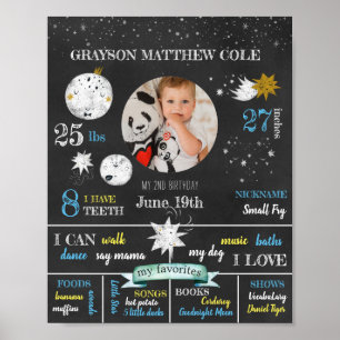 Personalised Moon and Stars Birthday Poster