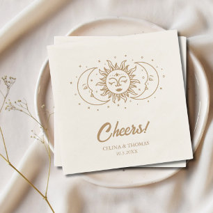 Personalised Moon Celestial Gold Wedding Napkins