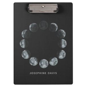 Personalised Moon Phase Circle with Name School Clipboard