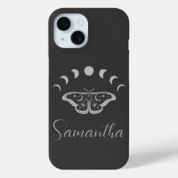 Personalised Moon Phase Moth Purple Silver Grey
