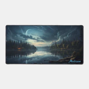 Personalised Moonlight Night Landscape Desk Mat 