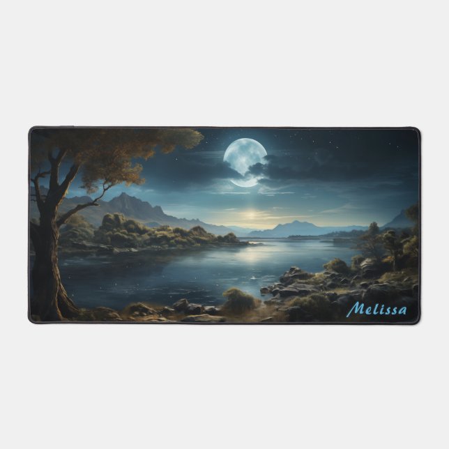Personalised Moonlight Night Landscape Desk Mat  (Front)