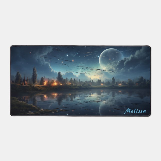 Personalised Moonlight Night Landscape Desk Mat  (Front)
