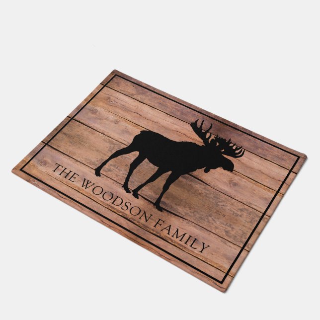 Personalised Moose Family Name Doormat (Angled)