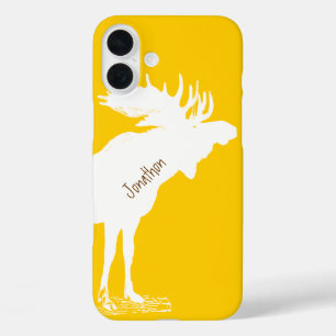 Personalised Moose Yellow Changes to Any Colour iPhone 16 Plus Case